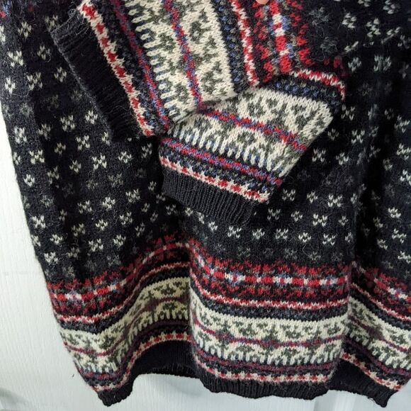 VINTAGE fairisle Icelandic cabin core long wool turtle neck sweater Small @M - Picture 5 of 11